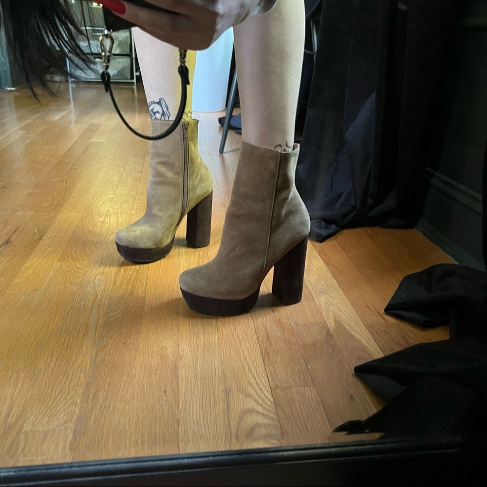 Jeffrey Campbell Tan Suede Booties